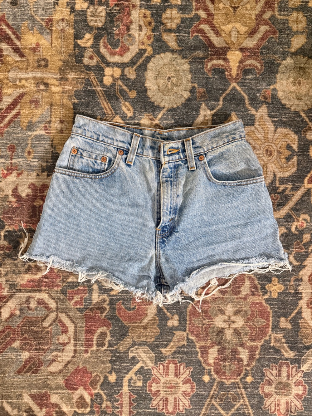 Levi's Light Blue Cutoff Denim Shorts with Frayed Hem